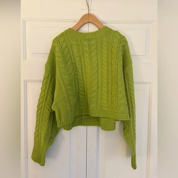 Hippie Rose Lime Cable Knit Sweater - Picture 1 of 2